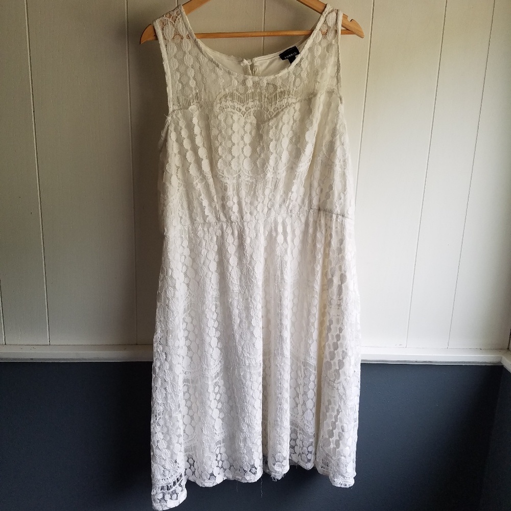 White Lace Illusion Skater Dress